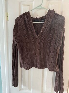 Brown Cable Knit Hooded Sweater from Victoria’s Secret